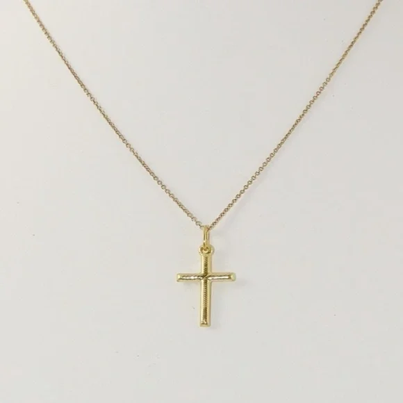 SAVVY CIE 18K YELLOW GOLD VERMEIL CROSS PENDANT - Picture 2 of 2